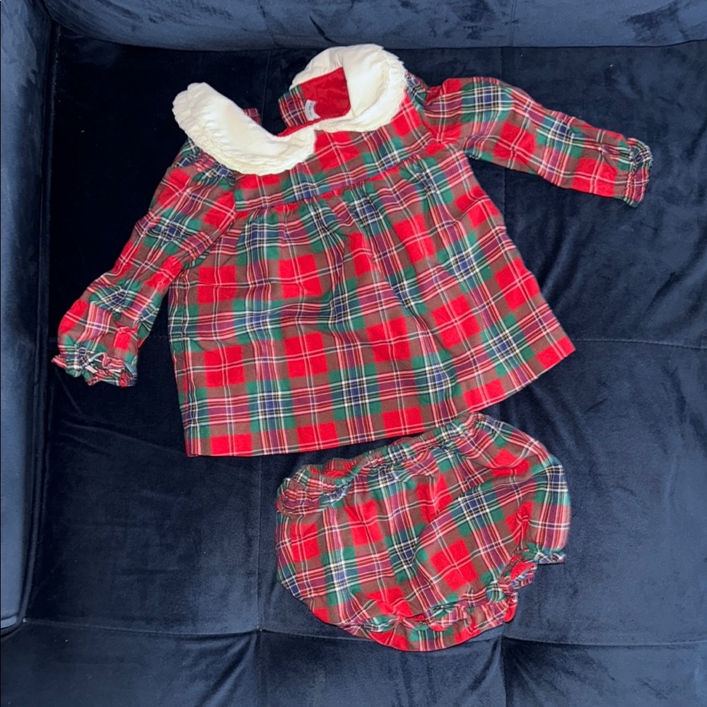 Red Plaid Baby Dress with Bloomers